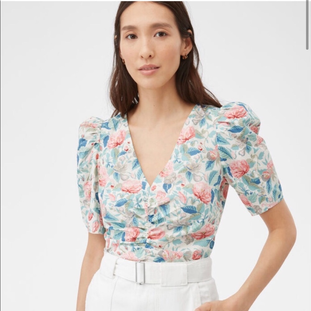 La Vie Rebecca Taylor Painted Garden Blouse Top